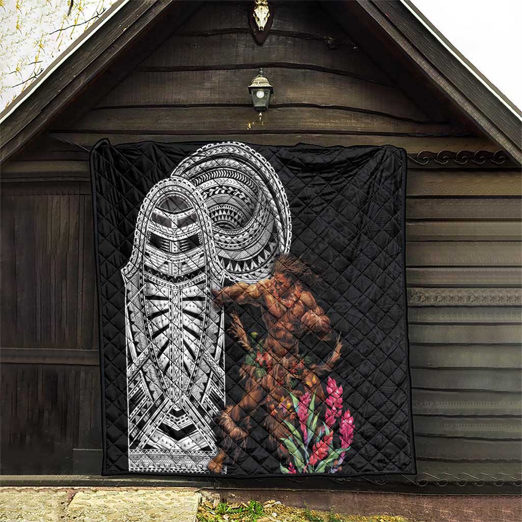 Samoan Warrior Art Tattoo Quilt Polynesian Pattern and Teuila