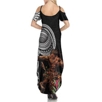 Samoan Warrior Art Tattoo Summer Maxi Dress Polynesian Pattern and Teuila