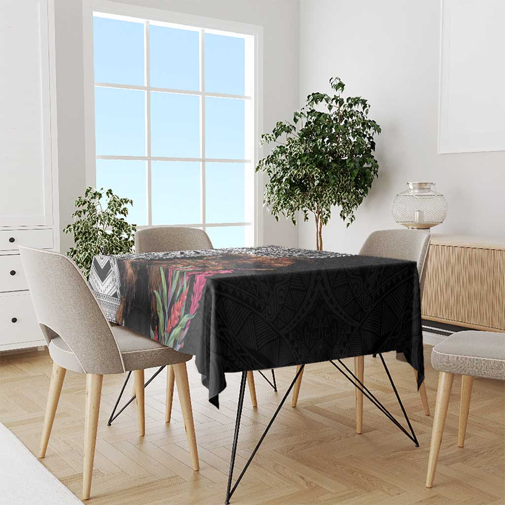 Samoan Warrior Art Tattoo Tablecloth Polynesian Pattern and Teuila