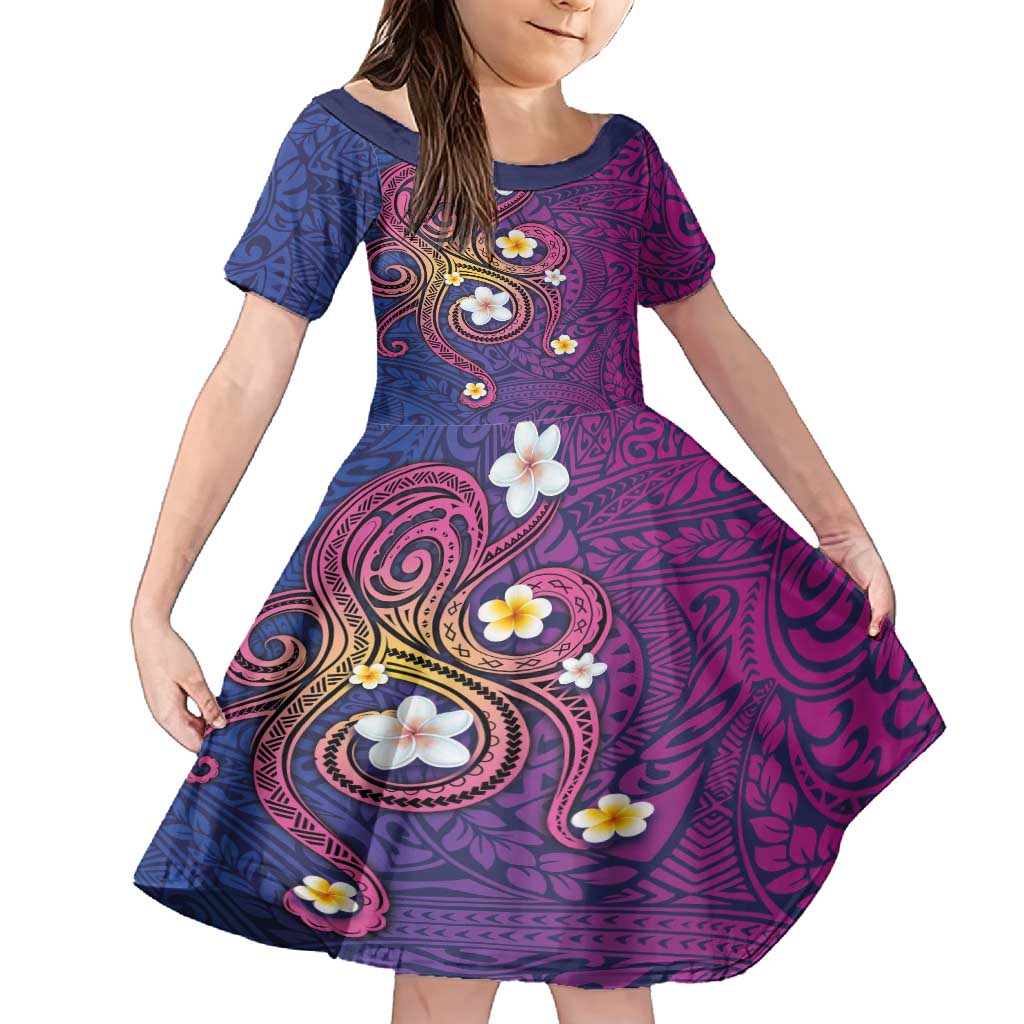 Hawaiian Octopus Tattoo and Frangipani Family Matching Off Shoulder Maxi Dress and Hawaiian Shirt