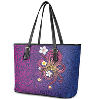 Hawaiian Octopus Tattoo and Frangipani Leather Tote Bag