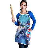 Hawaii Aloha Whales Apron Hibiscus and Whales with Polynesian Pattern - Polynesian Pride