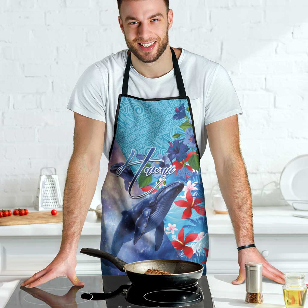 Hawaii Aloha Whales Apron Hibiscus and Whales with Polynesian Pattern - Polynesian Pride