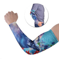 Hawaii Aloha Whales Arm Sleeves Hibiscus and Whales with Polynesian Pattern - Polynesian Pride