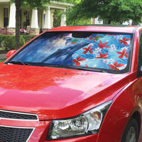 Hawaii Aloha Whales Auto Sun Shade Hibiscus and Whales with Polynesian Pattern - Polynesian Pride