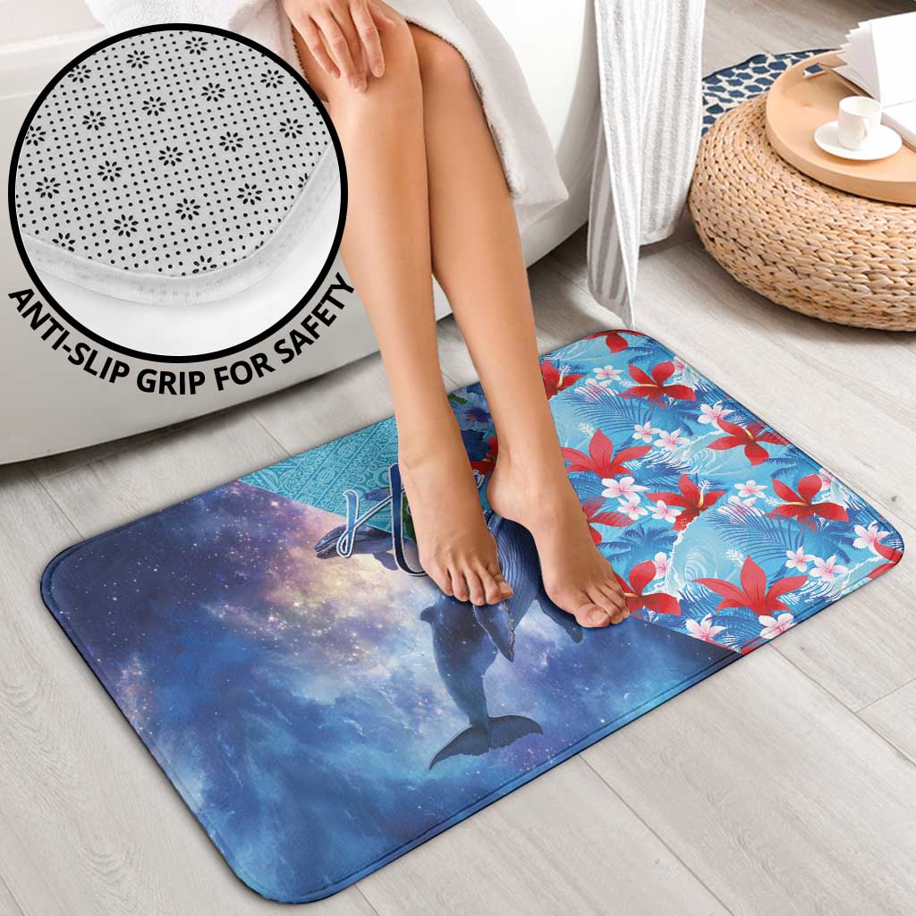 Hawaii Aloha Whales Bathroom Set Hibiscus and Whales with Polynesian Pattern - Polynesian Pride