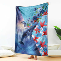 Hawaii Aloha Whales Blanket Hibiscus and Whales with Polynesian Pattern - Polynesian Pride