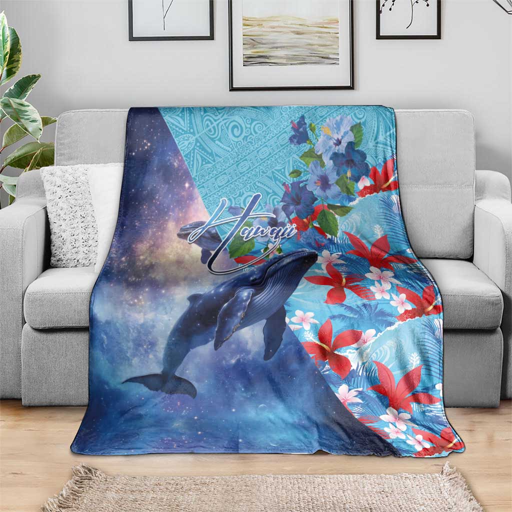 Hawaii Aloha Whales Blanket Hibiscus and Whales with Polynesian Pattern - Polynesian Pride