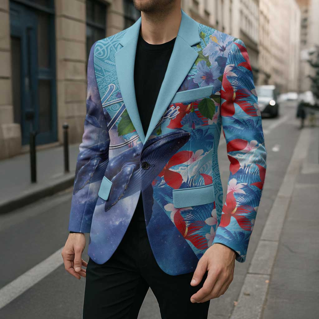 Hawaii Aloha Whales Blazer Hibiscus and Whales with Polynesian Pattern - Polynesian Pride