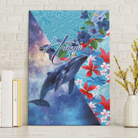Hawaii Aloha Whales Canvas Wall Art Hibiscus and Whales with Polynesian Pattern - Polynesian Pride