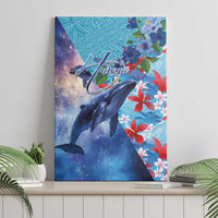 Hawaii Aloha Whales Canvas Wall Art Hibiscus and Whales with Polynesian Pattern - Polynesian Pride