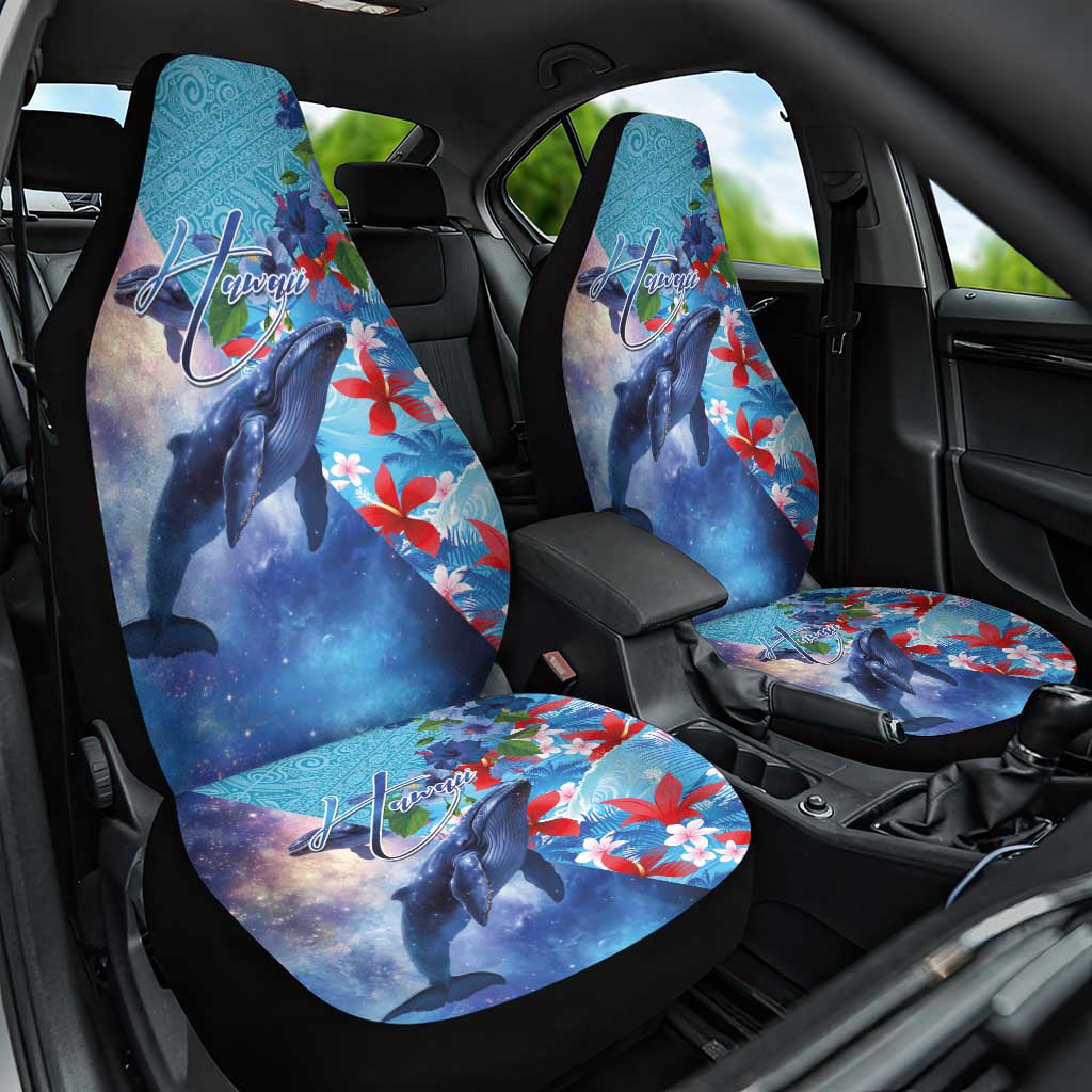 Hawaii Aloha Whales Car Seat Cover Hibiscus and Whales with Polynesian Pattern LT03 One Size Blue - Polynesian Pride
