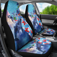 Hawaii Aloha Whales Car Seat Cover Hibiscus and Whales with Polynesian Pattern LT03 - Polynesian Pride