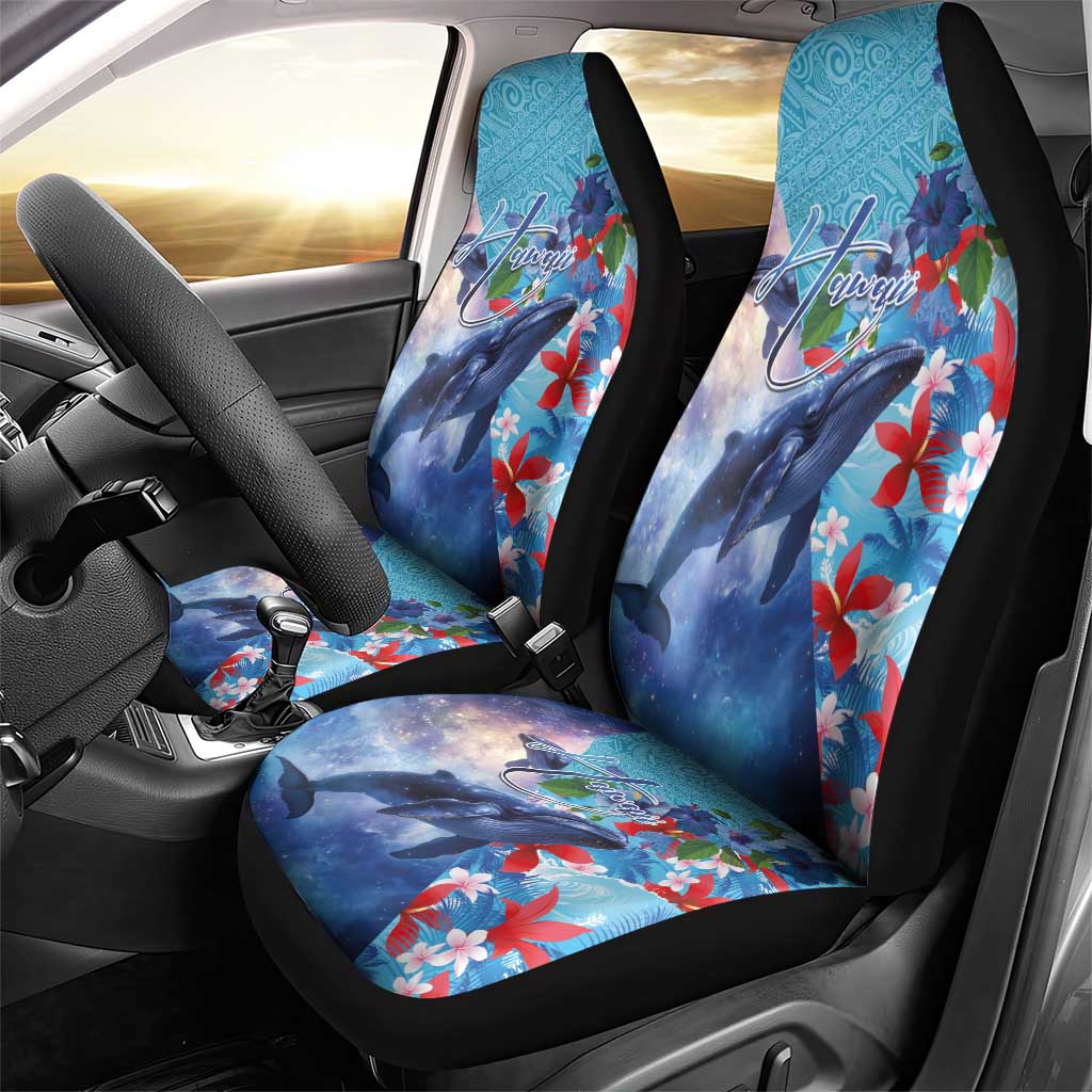 Hawaii Aloha Whales Car Seat Cover Hibiscus and Whales with Polynesian Pattern LT03 - Polynesian Pride
