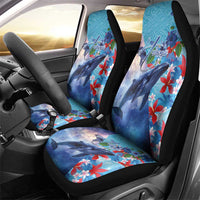 Hawaii Aloha Whales Car Seat Cover Hibiscus and Whales with Polynesian Pattern LT03 - Polynesian Pride