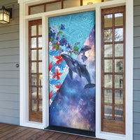 Hawaii Aloha Whales Door Cover Hibiscus and Whales with Polynesian Pattern - Polynesian Pride