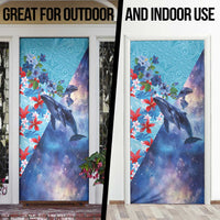 Hawaii Aloha Whales Door Cover Hibiscus and Whales with Polynesian Pattern - Polynesian Pride