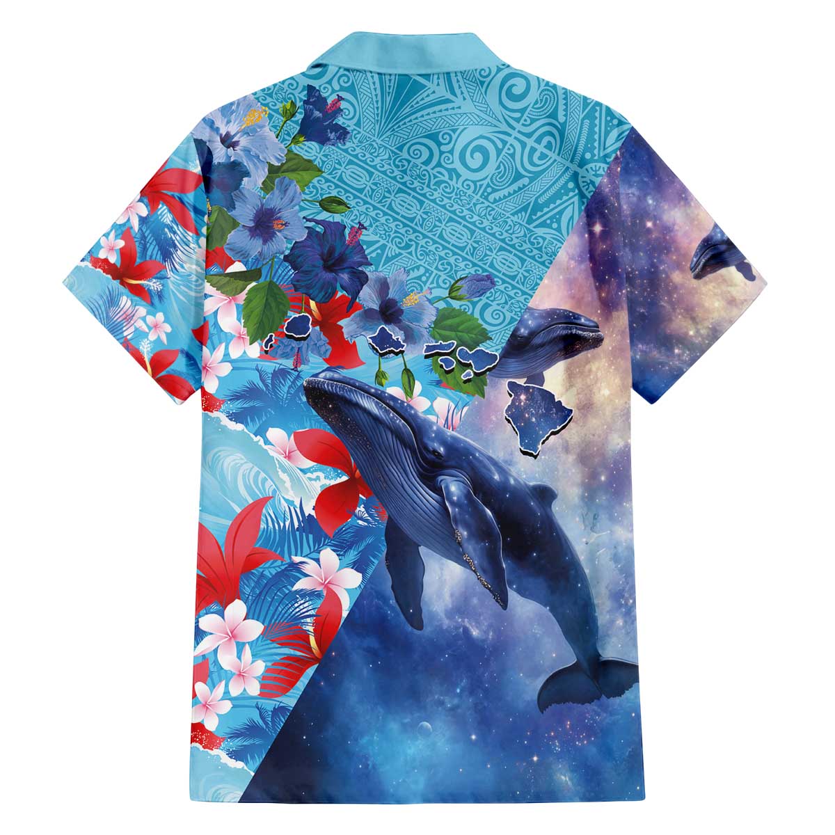 Hawaii Aloha Whales Family Matching Off The Shoulder Long Sleeve Dress and Hawaiian Shirt Hibiscus and Whales with Polynesian Pattern - Polynesian Pride