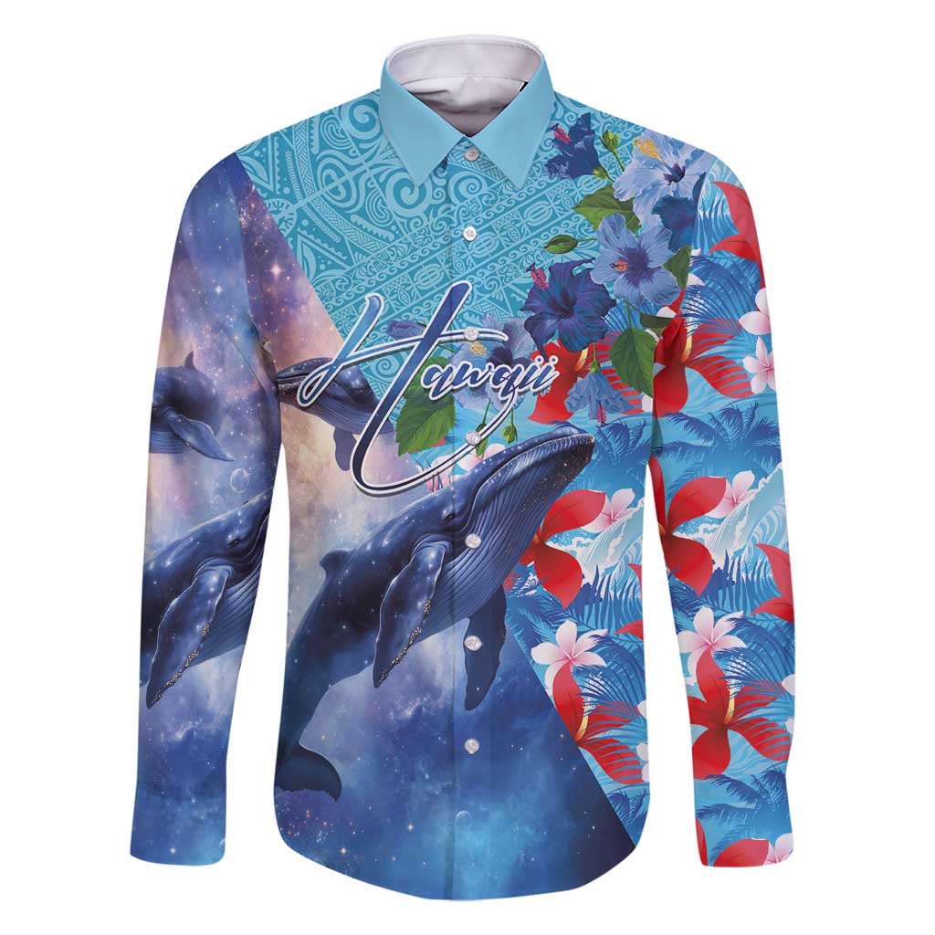Hawaii Aloha Whales Family Matching Off Shoulder Maxi Dress and Hawaiian Shirt Hibiscus and Whales with Polynesian Pattern - Polynesian Pride