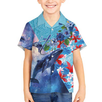 Hawaii Aloha Whales Family Matching Off Shoulder Maxi Dress and Hawaiian Shirt Hibiscus and Whales with Polynesian Pattern - Polynesian Pride