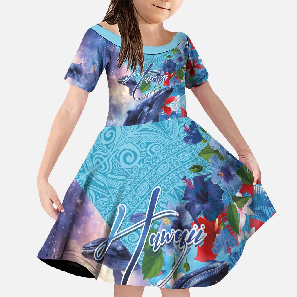Hawaii Aloha Whales Family Matching Summer Maxi Dress and Hawaiian Shirt Hibiscus and Whales with Polynesian Pattern - Polynesian Pride