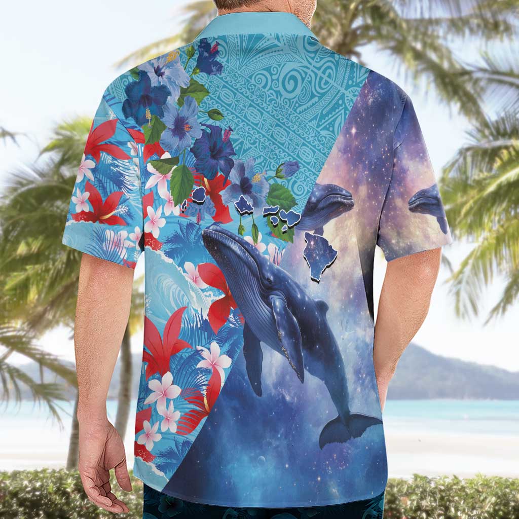 Hawaii Aloha Whales Hawaiian Shirt Hibiscus and Whales with Polynesian Pattern - Polynesian Pride