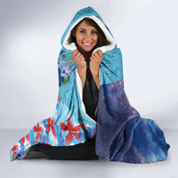 Hawaii Aloha Whales Hooded Blanket Hibiscus and Whales with Polynesian Pattern - Polynesian Pride