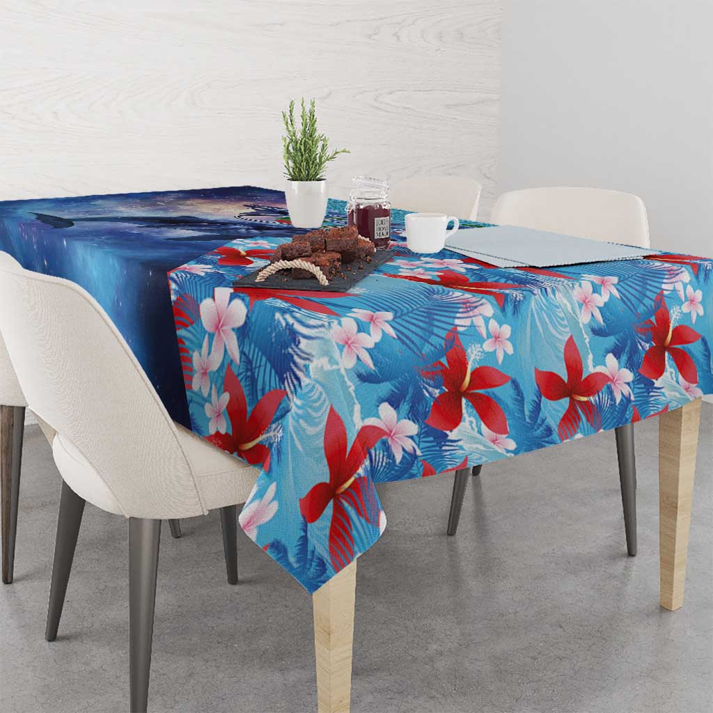 Hawaii Aloha Whales Tablecloth Hibiscus and Whales with Polynesian Pattern - Polynesian Pride
