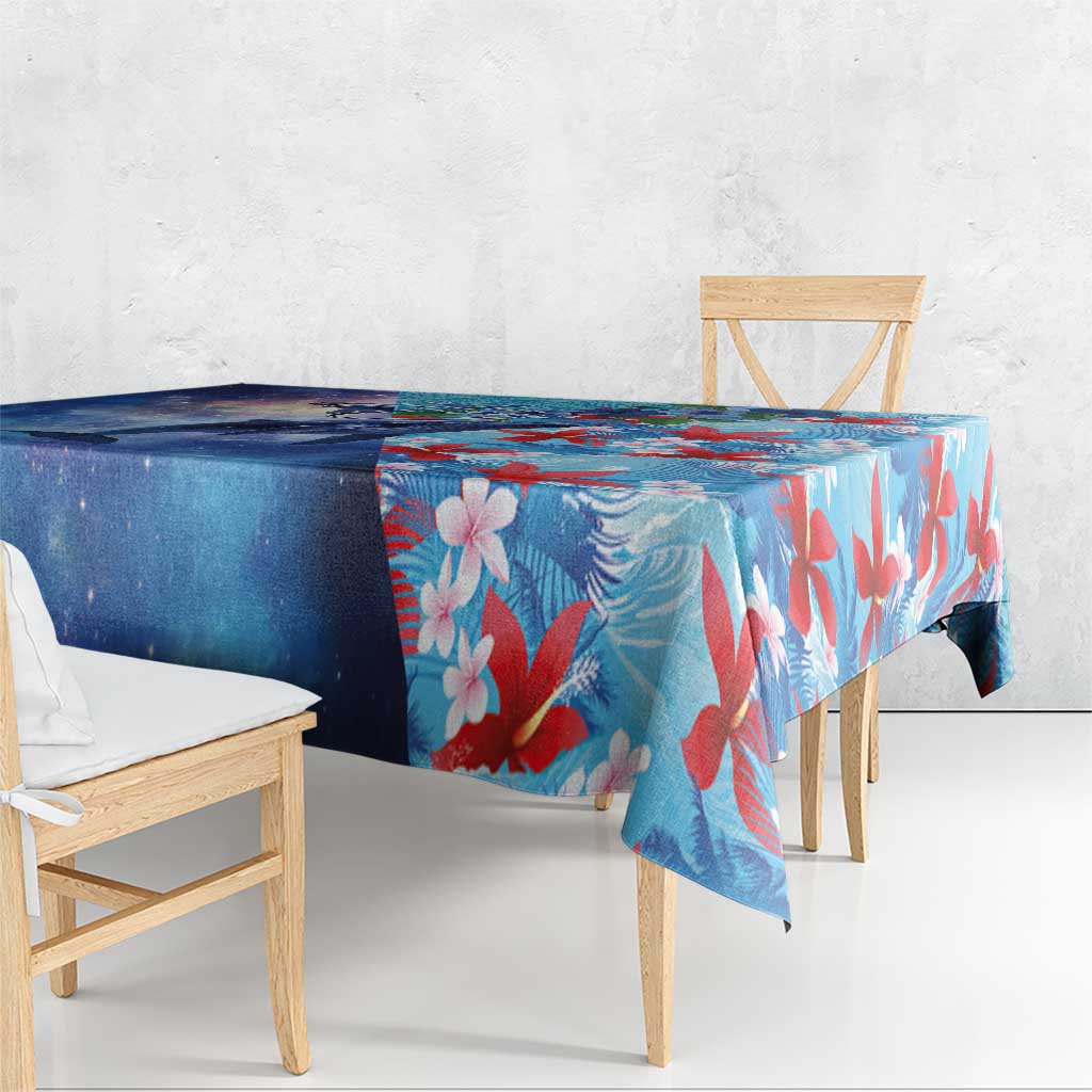 Hawaii Aloha Whales Tablecloth Hibiscus and Whales with Polynesian Pattern - Polynesian Pride