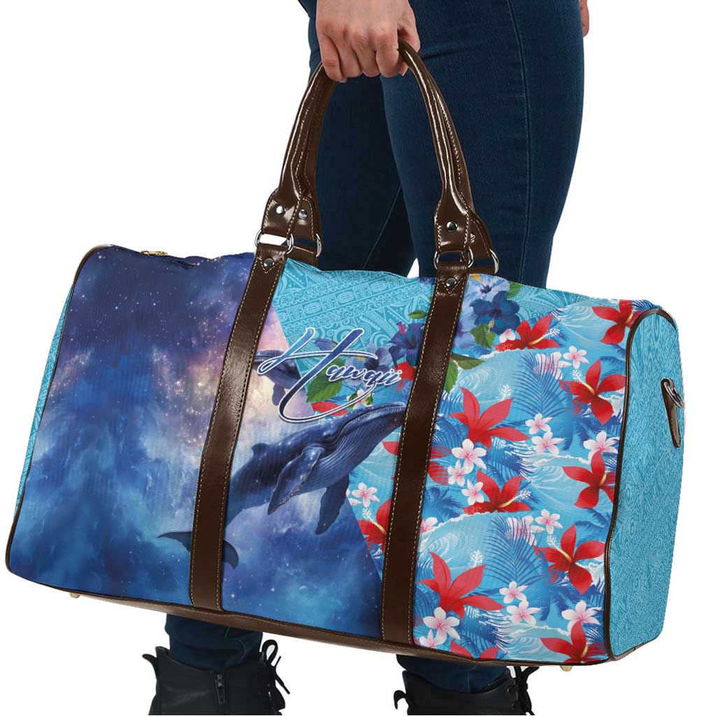 Hawaii Aloha Whales Travel Bag Hibiscus and Whales with Polynesian Pattern - Polynesian Pride