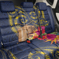 Tokelau Tokehega Day Back Car Seat Cover Coat of Arms with Polynesian Tattoo and Hibiscus