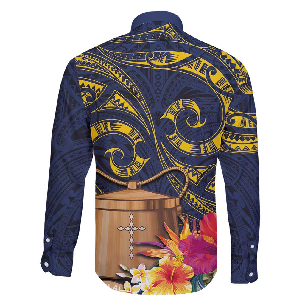 Tokelau Tokehega Day Family Matching Long Sleeve Bodycon Dress and Hawaiian Shirt Coat of Arms with Polynesian Tattoo and Hibiscus
