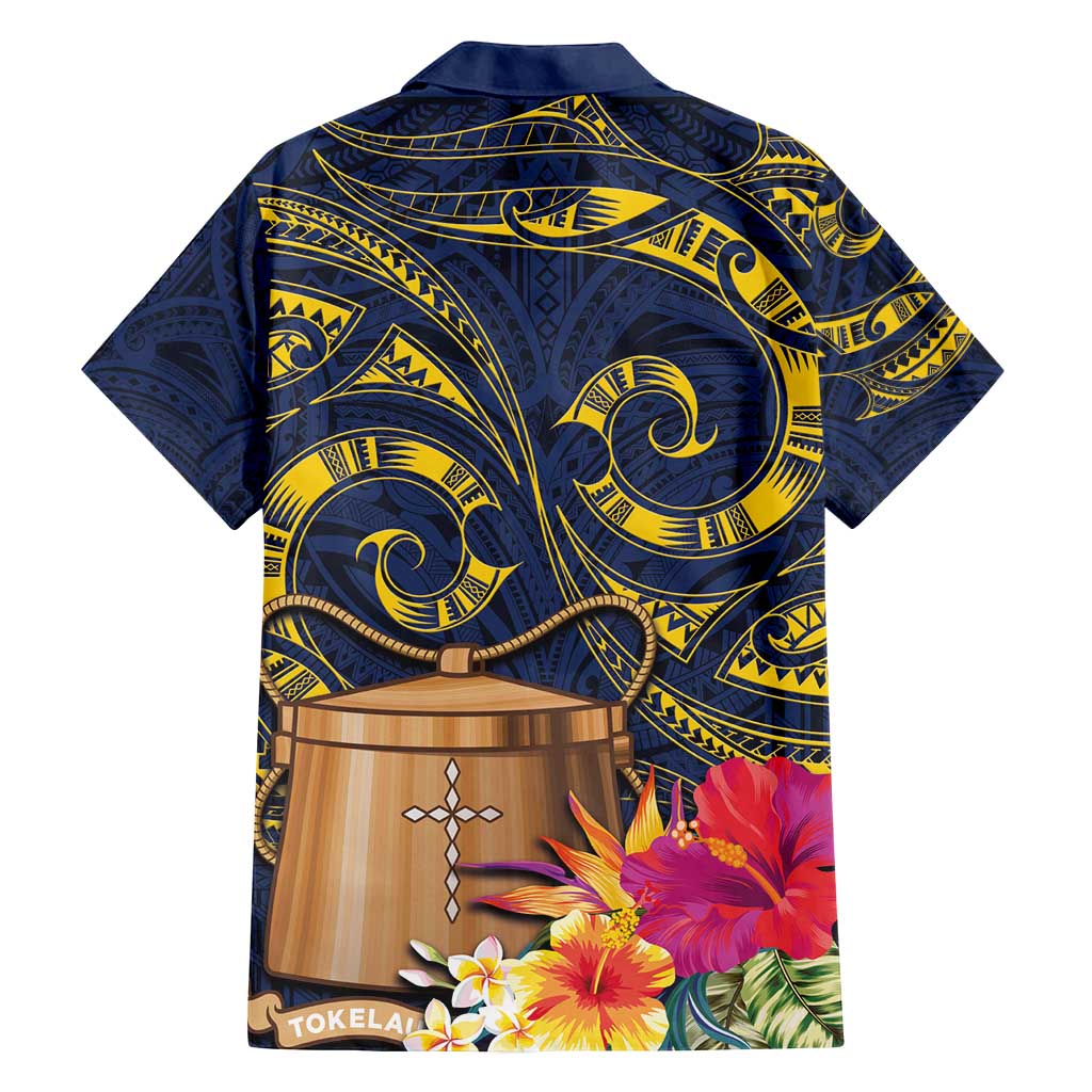 Tokelau Tokehega Day Family Matching Tank Maxi Dress and Hawaiian Shirt Coat of Arms with Polynesian Tattoo and Hibiscus