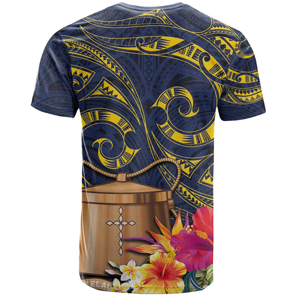 Tokelau Tokehega Day T Shirt Coat of Arms with Polynesian Tattoo and Hibiscus