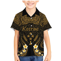 Personalised Kosrae Liberation Day Family Matching Mermaid Dress and Hawaiian Shirt Polynesian Tattoo and Plumeria Gold Color