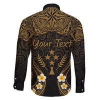 Personalised Kosrae Liberation Day Family Matching Summer Maxi Dress and Hawaiian Shirt Polynesian Tattoo and Plumeria Gold Color