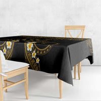 Personalised Kosrae Liberation Day Tablecloth Polynesian Tattoo and Plumeria Gold Color