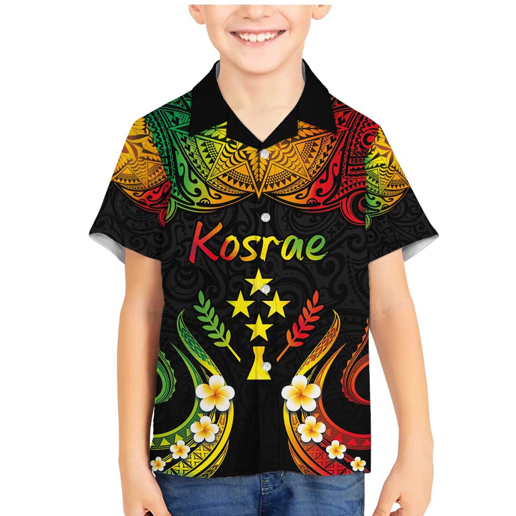 Personalised Kosrae Liberation Day Family Matching Mermaid Dress and Hawaiian Shirt Polynesian Tattoo and Plumeria Reggae Color