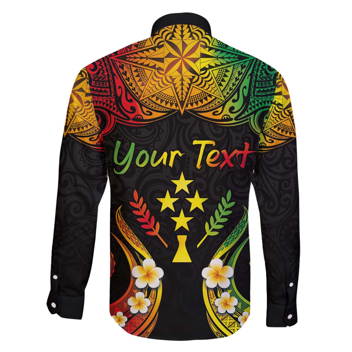 Personalised Kosrae Liberation Day Family Matching Off The Shoulder Long Sleeve Dress and Hawaiian Shirt Polynesian Tattoo and Plumeria Reggae Color