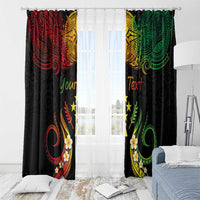 Personalised Kosrae Liberation Day Window Curtain Polynesian Tattoo and Plumeria Reggae Color