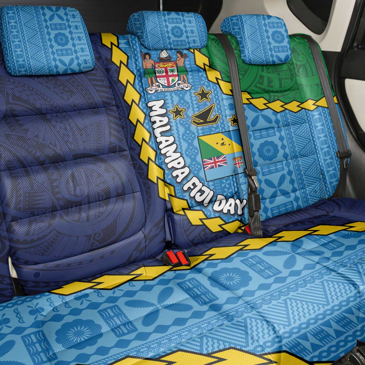 Malampa Fiji Day Back Car Seat Cover National Symbols with Tapa Tribal and Polynesian Tattoo LT03 - Polynesian Pride