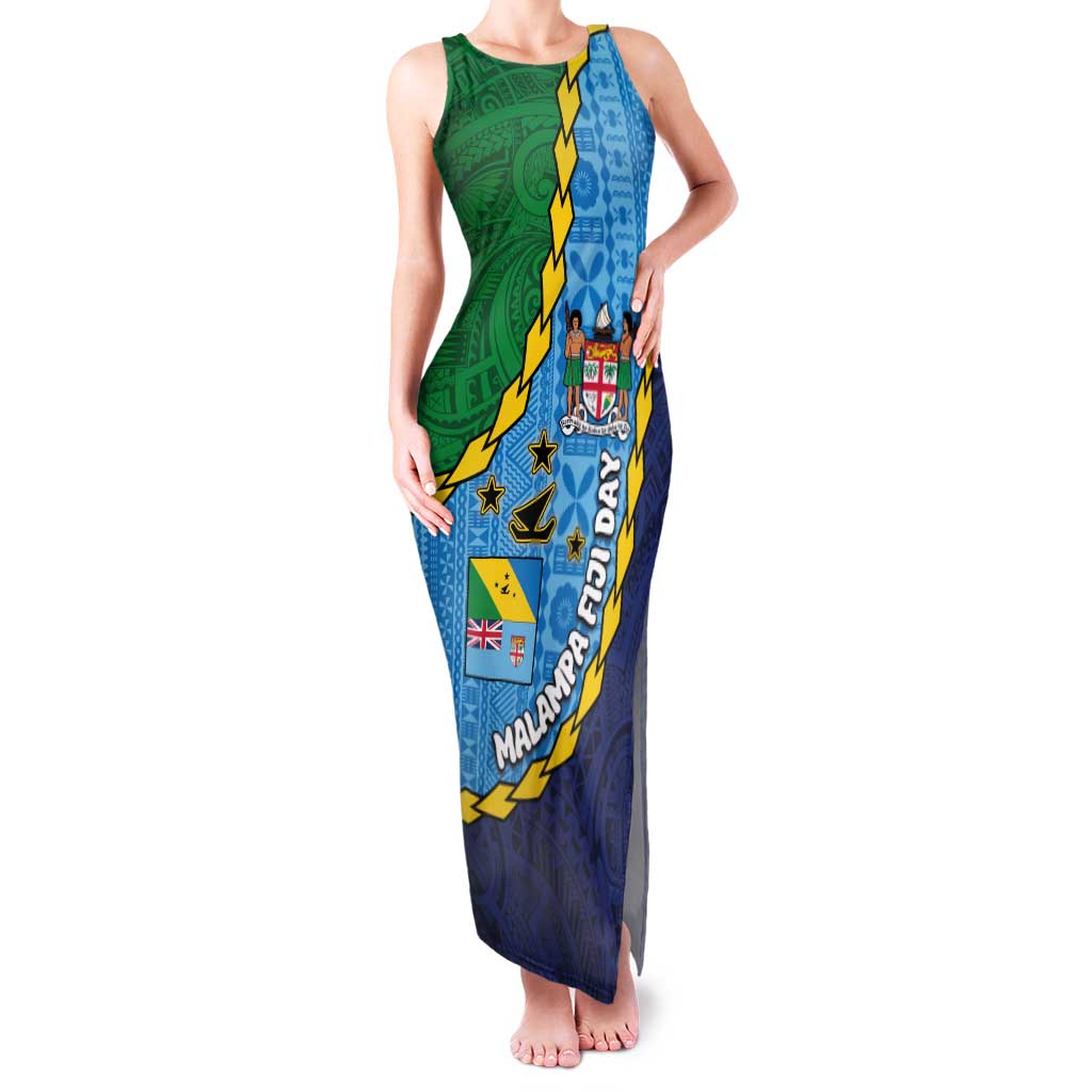 Malampa Fiji Day Family Matching Tank Maxi Dress and Hawaiian Shirt National Symbols with Tapa Tribal and Polynesian Tattoo