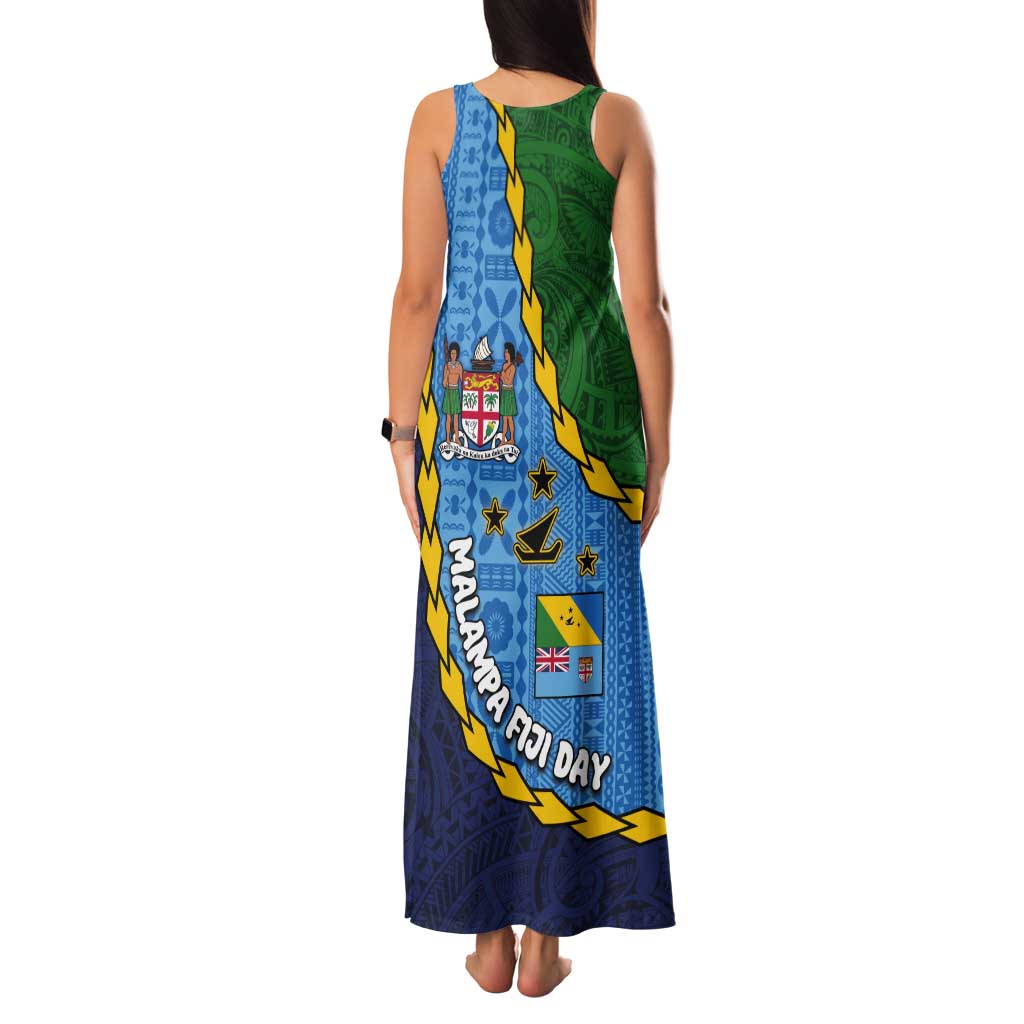 Malampa Fiji Day Tank Maxi Dress National Symbols with Tapa Tribal and Polynesian Tattoo