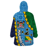 Malampa Fiji Day Wearable Blanket Hoodie National Symbols with Tapa Tribal and Polynesian Tattoo
