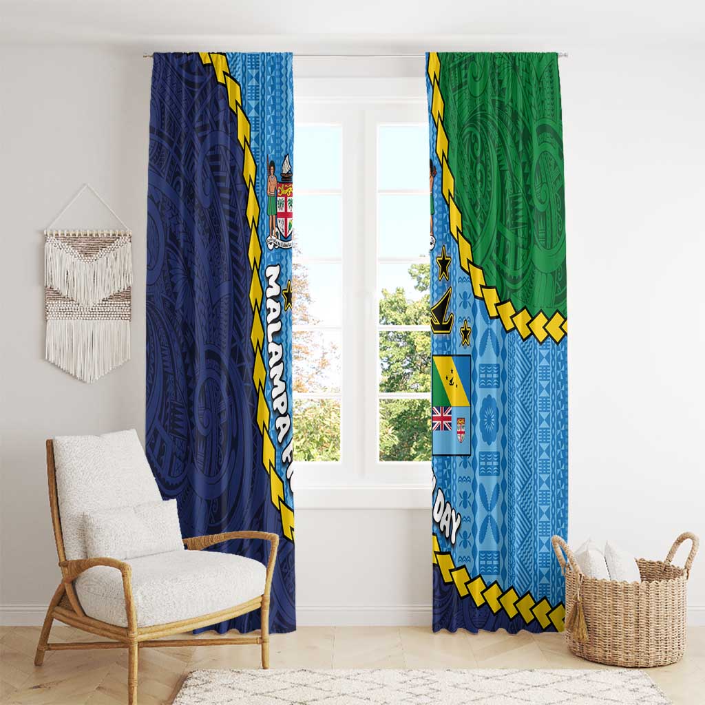 Malampa Fiji Day Window Curtain National Symbols with Tapa Tribal and Polynesian Tattoo