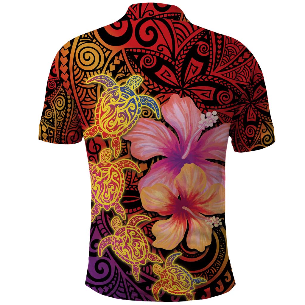 Hawaiian Hibiscus Turtle Tribal Polynesian Pattern Polo Shirt Colorful Color LT03 - Polynesian Pride