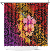 Hawaiian Hibiscus Turtle Tribal Polynesian Pattern Shower Curtain Colorful Color
