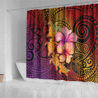Hawaiian Hibiscus Turtle Tribal Polynesian Pattern Shower Curtain Colorful Color