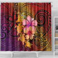 Hawaiian Hibiscus Turtle Tribal Polynesian Pattern Shower Curtain Colorful Color