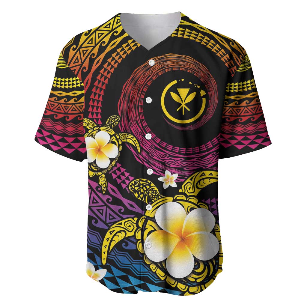 Hawaiian Plumeria Turtle Tribal Spiral Polynesian Tattoo Baseball Jersey Fanciful Color LT03 Gradient - Polynesian Pride